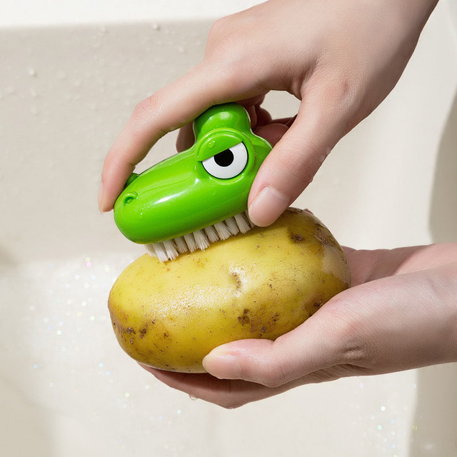 Joie Crocodile Kitchen Gadgets Scrub Brush Peeler Seald Bag Clips Plastic  Fruit and Vegetable Tools Cute